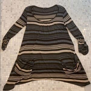 Ella Moss Striped Top with Asymmetrical Bottom